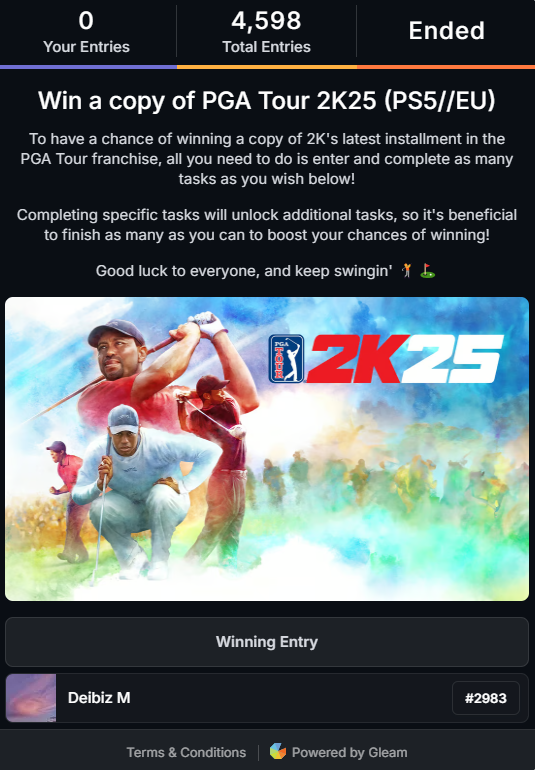 Our #PGA2K25 competition has now concluded, and we're delighted to announce that <a href="/dbizseven4/">@dbizseven4</a> has won the prize! 🎁

A massive thank you to each and every one of you who took part in this giveaway 🤝

Keep your eyes peeled for the next one, it's a doozy! 👀