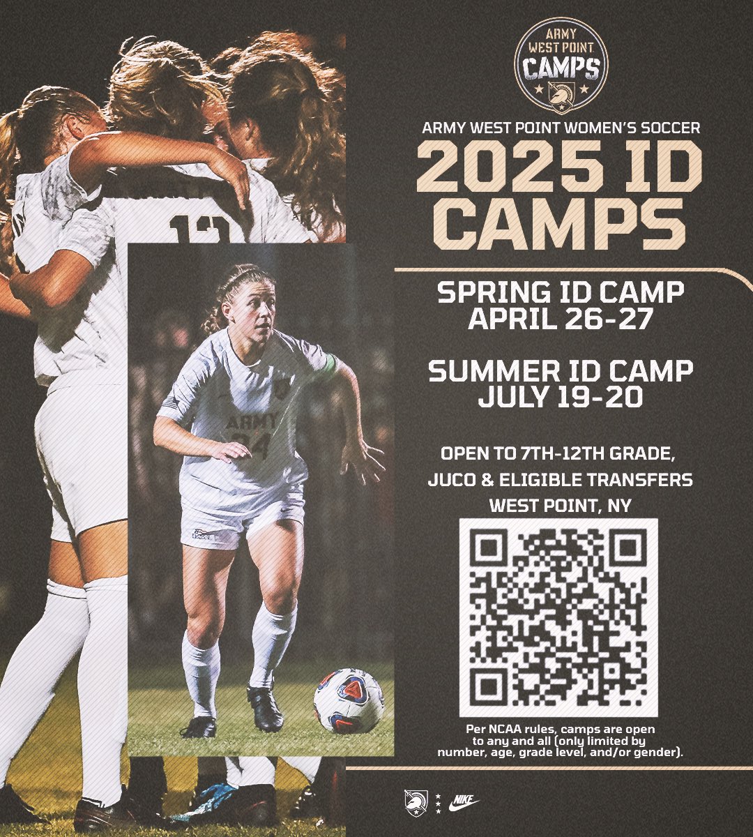🚨Army Soccer Summer ID Camp is 𝐍𝐎𝐖 𝐎𝐏𝐄𝐍 for registrations!🚨

Our Spring ID Camp is one month away. Sign up now to secure your spot today!

🔗 armywomenssoccer.totalcamps.com/About%20Us