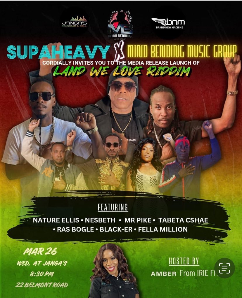 Hypetvjamaica's tweet image. Tonight the “land we love riddim” will be launched at @JangasSoundbar. The excitement starts at 8.30 pm and will feature @NatureEllis  @NesbethReggae  @mrpikemusic @RASBOGLE876 @fillamillion #tabetachae and #Blacker. @djambeririefm will be the host. #Supaheavy…