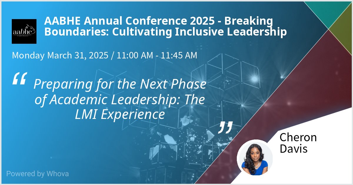 I will give a talk at AABHE Annual Conference 2025 - Breaking Boundaries: Cultivating Inclusive Leadership on Preparing for the Next Phase of Academic Leadership: The LMI Experience. Hoping for a great turnout!  - via #Whova event app