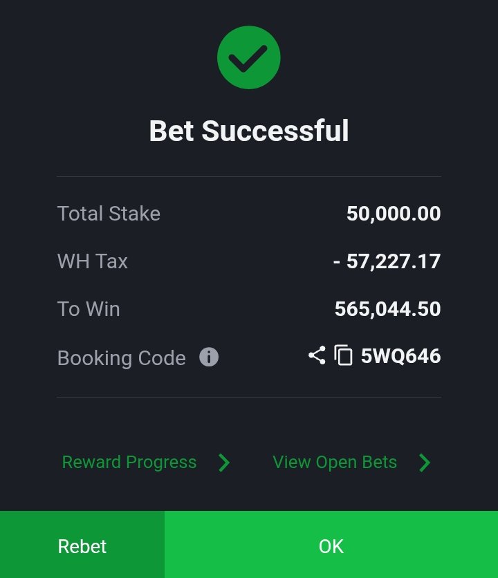 Odds zetu 8 za leo pale Sportybet 

Leo natoa Stake kwa watu 10 tuu!

Unapewa mkeka na stake ya kubetia 🫵😂

Cha kufanya 👇

》Follow hii account 🤝
》Chapa Repost au Quote ♻️
》Acha namba na jina hapa 📮

TUNASONGAA!!