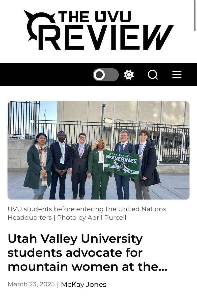 UtahIMF's tweet image. We are so happy to share, UVU Review has highlighted our advocacy of mountain women at CSW 69. Our special appreciation to McKay Jones for this article mention. 
#mountainsmatter
#mountainpartnership #uvu #uimf