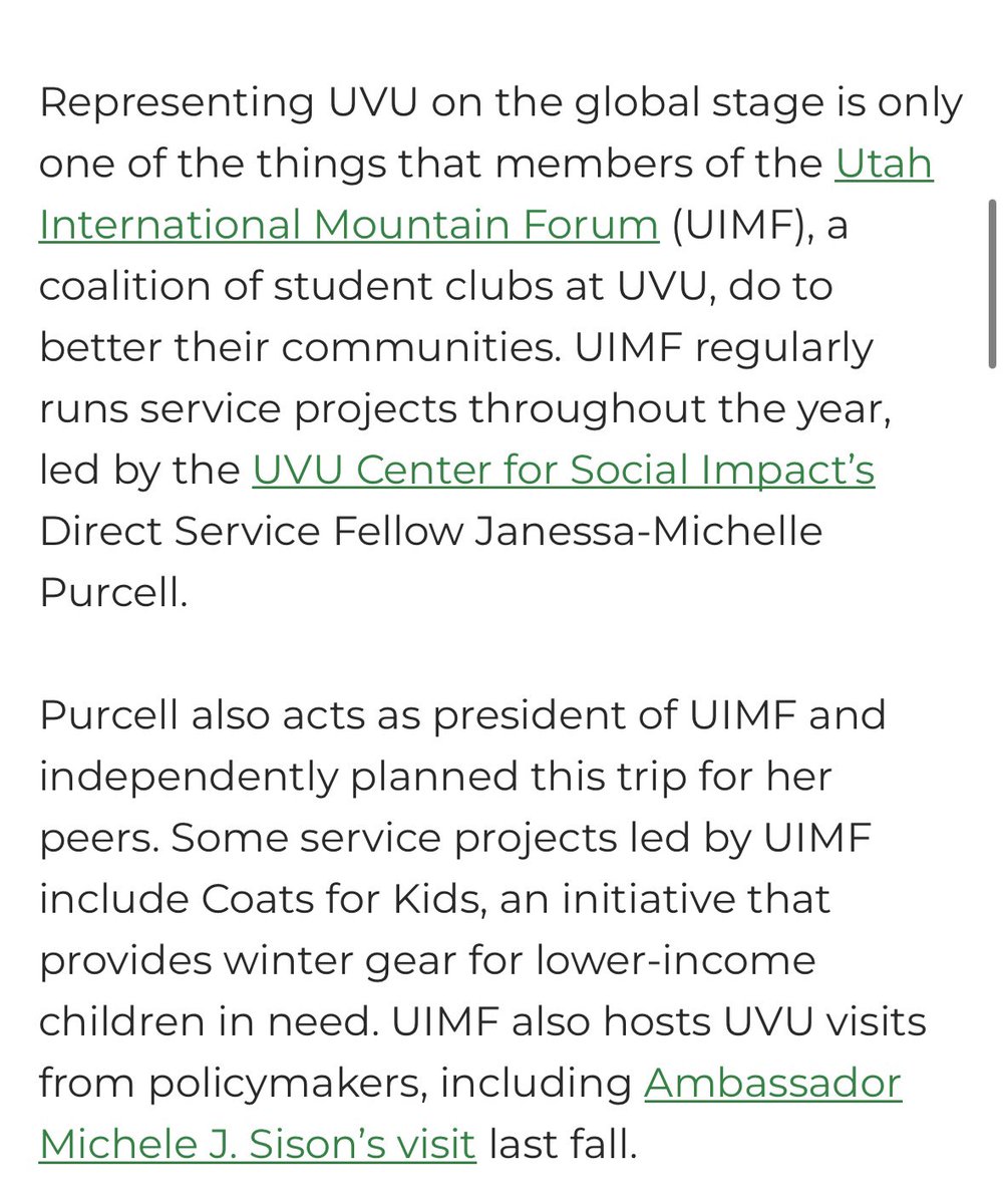 UtahIMF's tweet image. We are so happy to share, UVU Review has highlighted our advocacy of mountain women at CSW 69. Our special appreciation to McKay Jones for this article mention. 
#mountainsmatter
#mountainpartnership #uvu #uimf