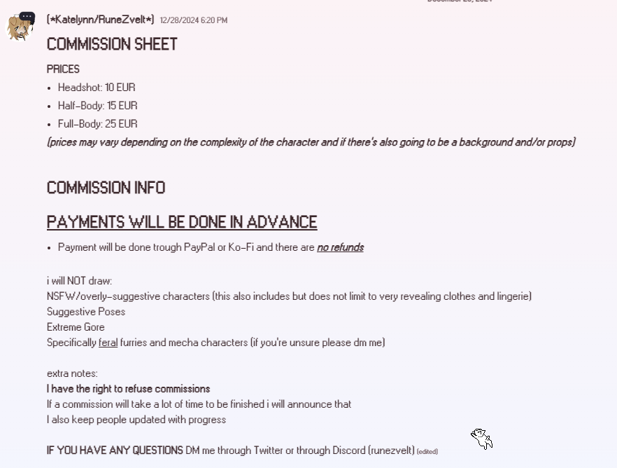 RuneZvelt's tweet image. UPDATED COMMISSION SHEET
ALSO I OPENED UP A KO-FI :3
(LINK IN REPLIES)
