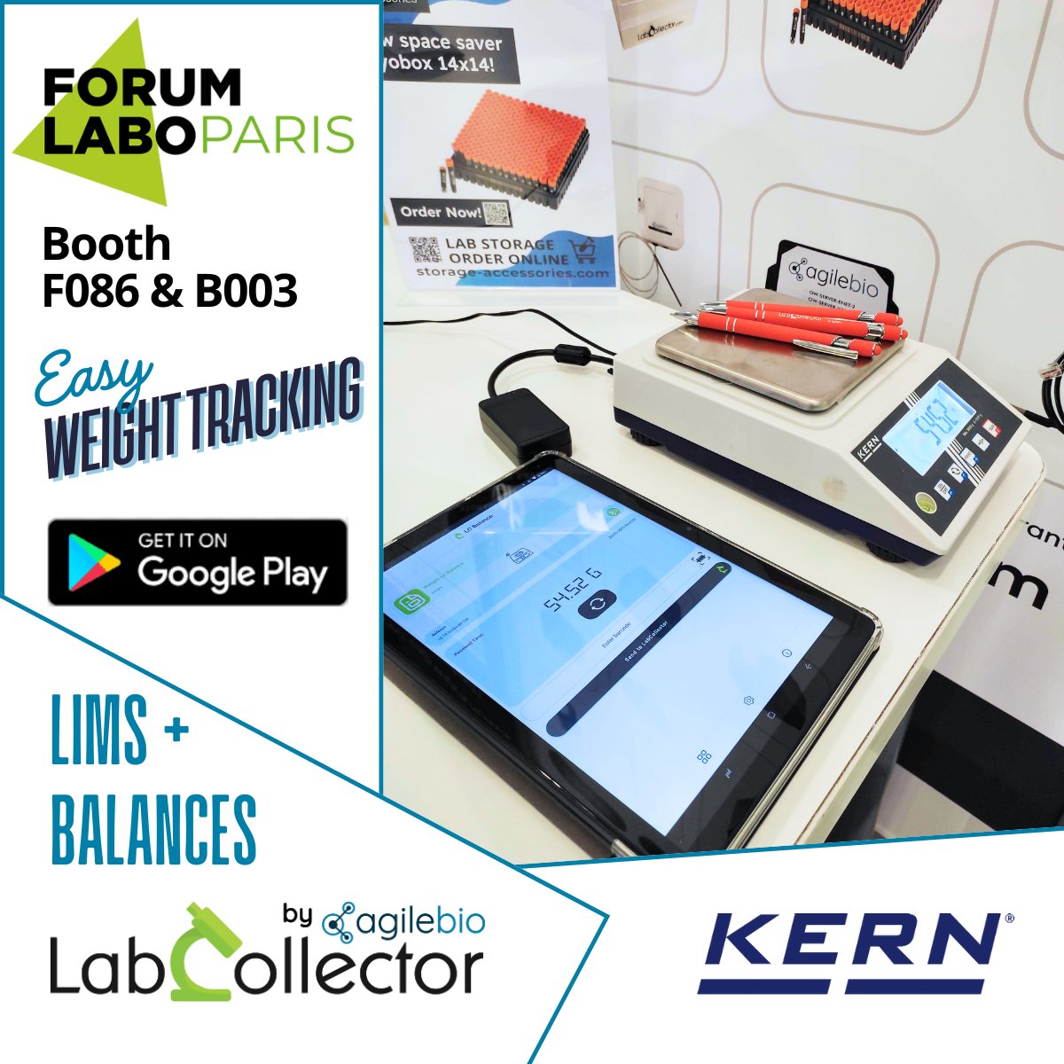 AGILEBIO (@agilebio) on Twitter photo Exciting news from <a href="/ForumLabo/">Forum LABO</a> Paris!
We've teamed up with <a href="/kern_waagen/">KERN & SOHN GmbH</a> to bring LabCollector LIMS + Balances integration for a super easy weight tracking! ⚖️
labcollector.com/solutions/appl…
Try our LC Balance app (play.google.com/store/apps/det…) and discover how to track weights in real time! Exciting news from <a href="/ForumLabo/">Forum LABO</a> Paris!
We've teamed up with <a href="/kern_waagen/">KERN & SOHN GmbH</a> to bring LabCollector LIMS + Balances integration for a super easy weight tracking! ⚖️
labcollector.com/solutions/appl…
Try our LC Balance app (play.google.com/store/apps/det…) and discover how to track weights in real time!