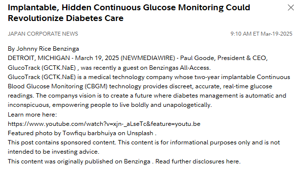 TadDickson333's tweet photo. #DiabetesAlertDay #GTCK $GTCK #Revolutionary #MedicalStocks #ContinuousGlucoseMonitoring #News #StockMarket #Diabetes https://t.co/yQRcBf9J5U