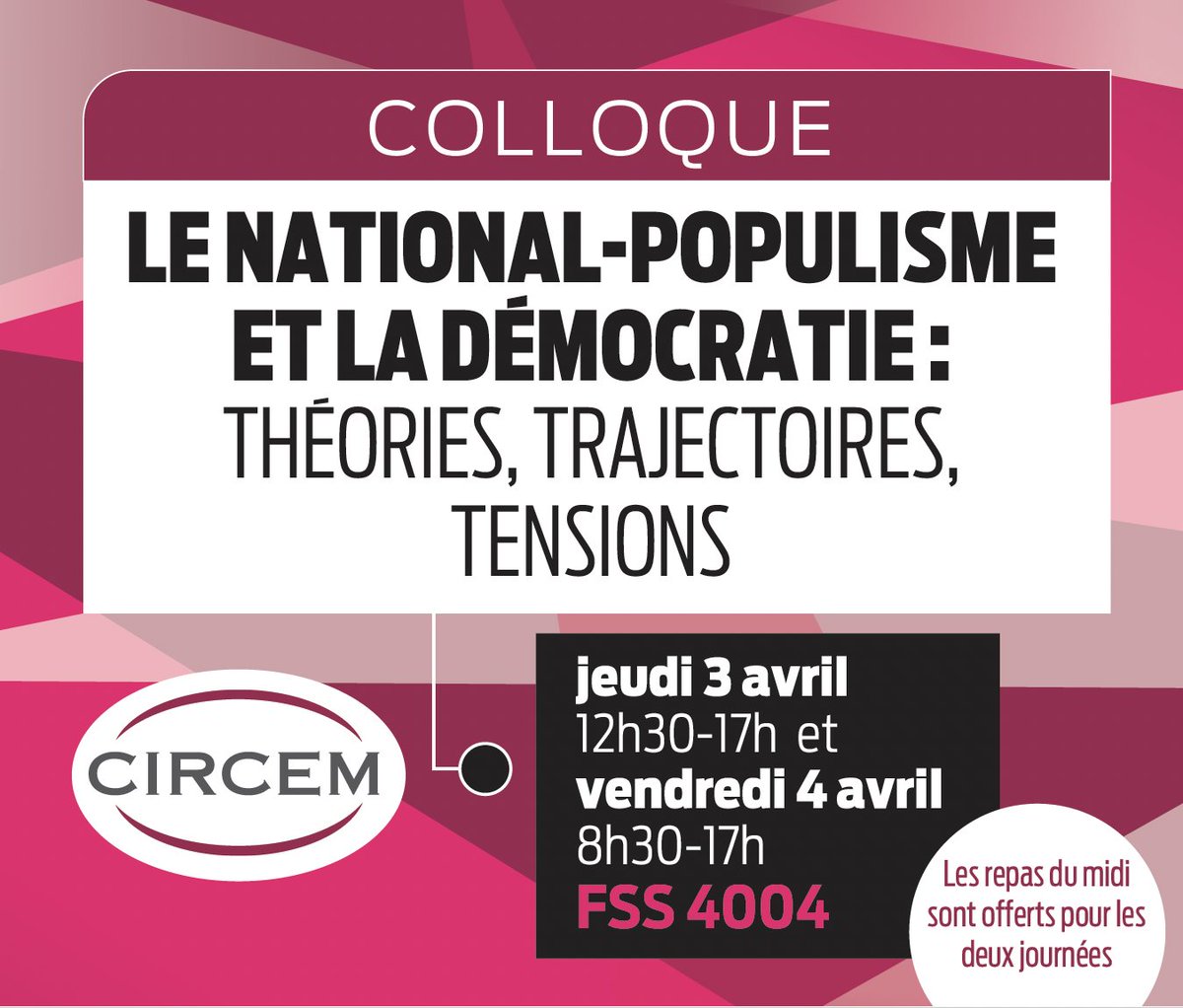 Efe Peker (@efe_peker) on Twitter photo Colloque annuel du <a href="/CIRCEMuOttawa/">CIRCEM</a> la semaine prochaine ! « Le national-populisme et la démocratie » à <a href="/uOttawa/">Université d'Ottawa | University of Ottawa</a> les 3-4 avril.
On parle théories, trajectoires, tensions — avec plein de monde passionnant.
Programme : uottawa.ca/recherche-inno…
#populisme #démocratie #uOttawa Colloque annuel du <a href="/CIRCEMuOttawa/">CIRCEM</a> la semaine prochaine ! « Le national-populisme et la démocratie » à <a href="/uOttawa/">Université d'Ottawa | University of Ottawa</a> les 3-4 avril.
On parle théories, trajectoires, tensions — avec plein de monde passionnant.
Programme : uottawa.ca/recherche-inno…
#populisme #démocratie #uOttawa