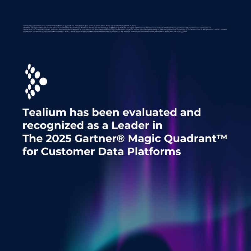 EXCITING NEWS!✨🥳 🎉 #Tealium has been named as a Leader in The 2025 <a href="/Gartner_inc/">Gartner</a> Magic Quadrant™ for Customer Data Platforms for the second consecutive year.

Access the report 👉 okt.to/NYZ5Xf

Read our press release 👉 okt.to/flY5vb.