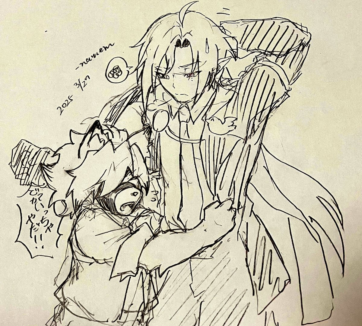 _namemo's tweet image. ヒュゴライ、落書き。

("どっかいっちゃう"のはお前のほうなんだがね…)