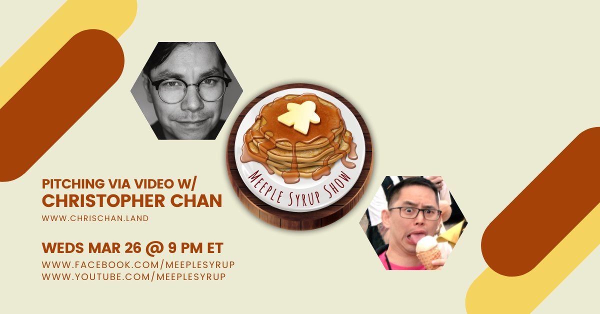 Meeple Syrup (@meeplesyrup) on Twitter photo π²βοΈ Tonight at 9 PM ET on the Meeple Syrup Show, game designer / illustrator / graphic designer <a href="/xopherchan/">Christopher Chan- #BlackLivesMatter</a> talks about pitching via video. <a href="/DrayerInk/">Drayer Ink β‘οΈ BlueSky β€π§‘πππππ€</a> so it'll just be <a href="/SenFoongLim/">Sen-Foong Lim</a> at the helm! Join the chat at facebook.com/MeepleSyrup or youtube.com/MeepleSyrup π²βοΈ Tonight at 9 PM ET on the Meeple Syrup Show, game designer / illustrator / graphic designer <a href="/xopherchan/">Christopher Chan- #BlackLivesMatter</a> talks about pitching via video. <a href="/DrayerInk/">Drayer Ink β‘οΈ BlueSky β€π§‘πππππ€</a> so it'll just be <a href="/SenFoongLim/">Sen-Foong Lim</a> at the helm! Join the chat at facebook.com/MeepleSyrup or youtube.com/MeepleSyrup