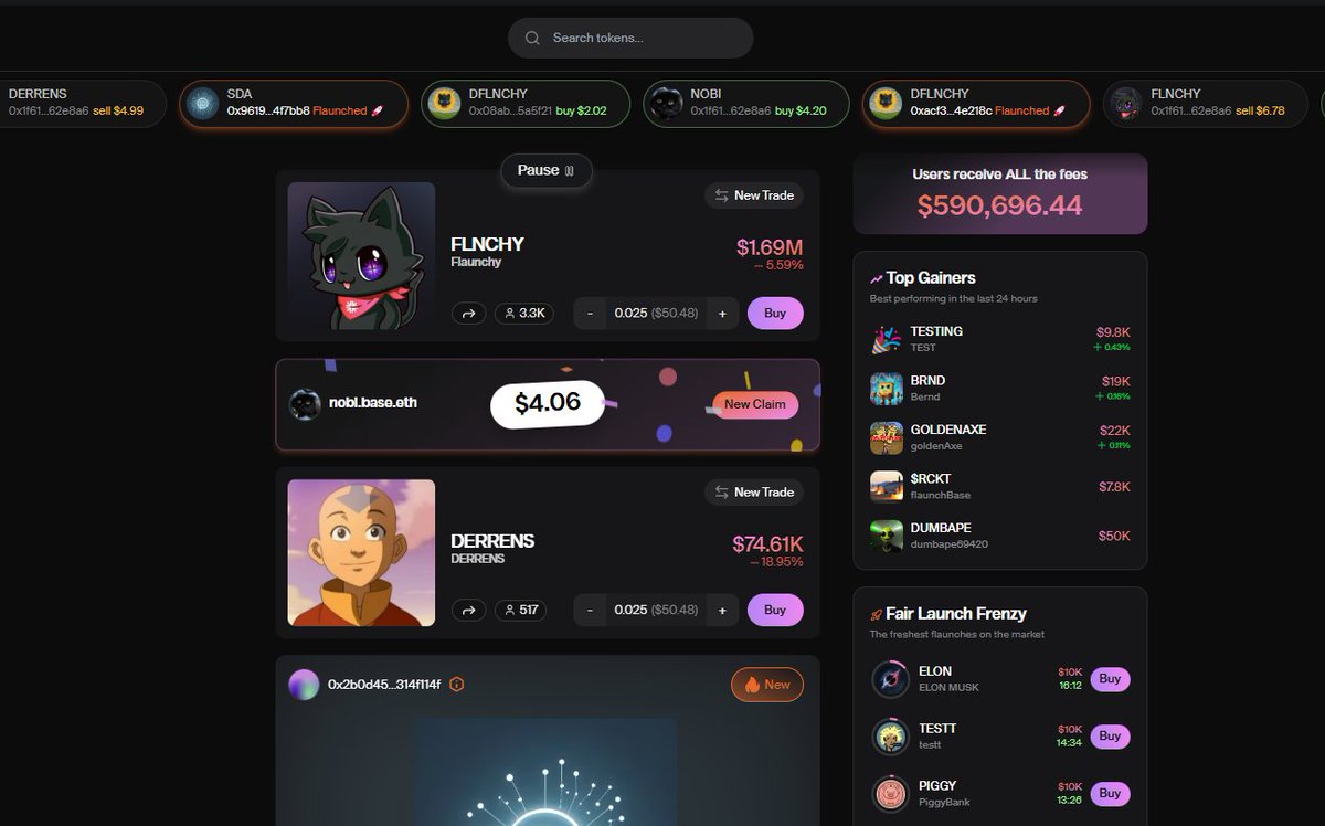 new flaunch homepage lookin tight