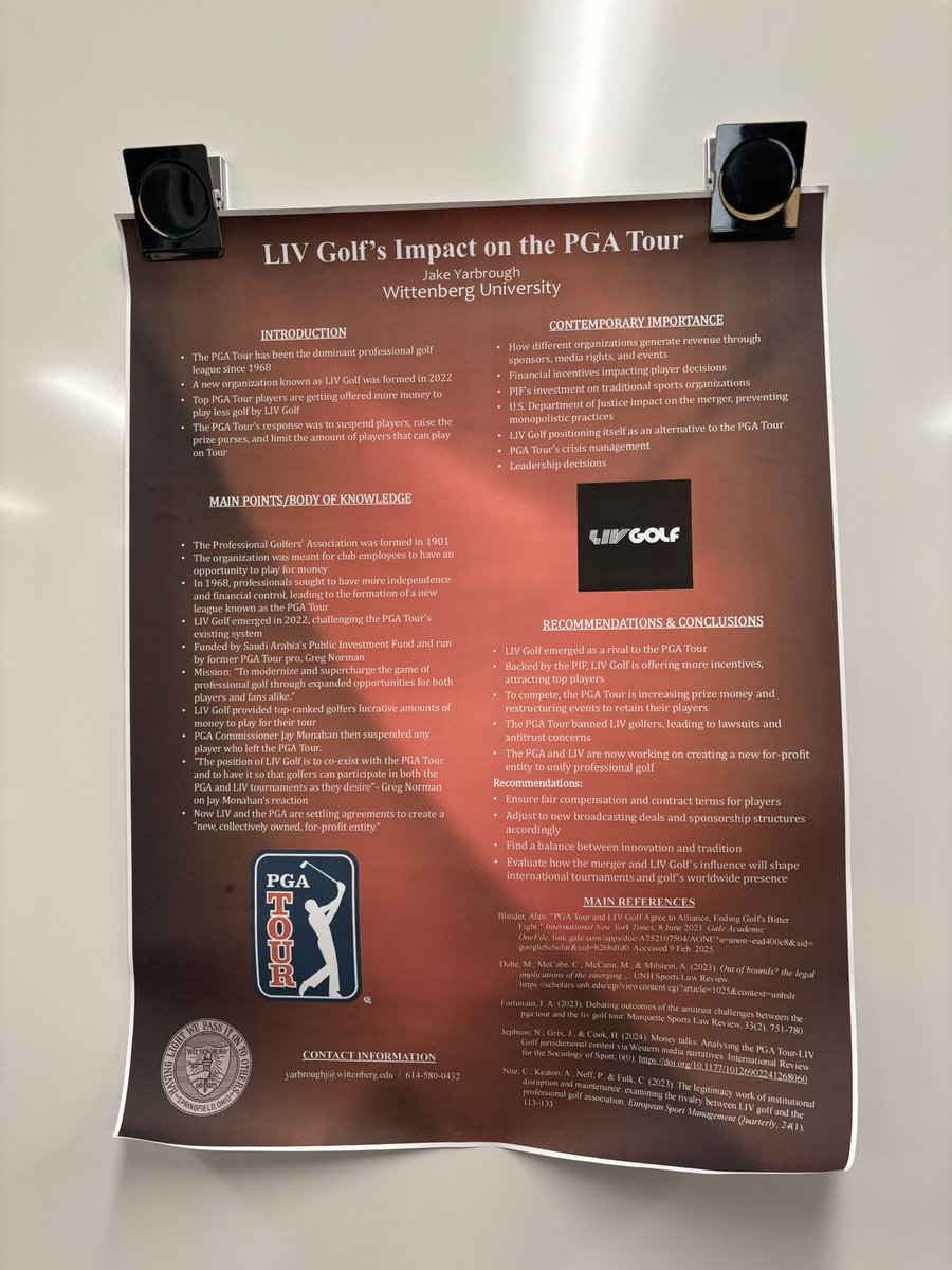 More poster presentations from the Sport Management Leadership and Policy this week! 🗒️🐯

#wittenberguniversity #hsswitt