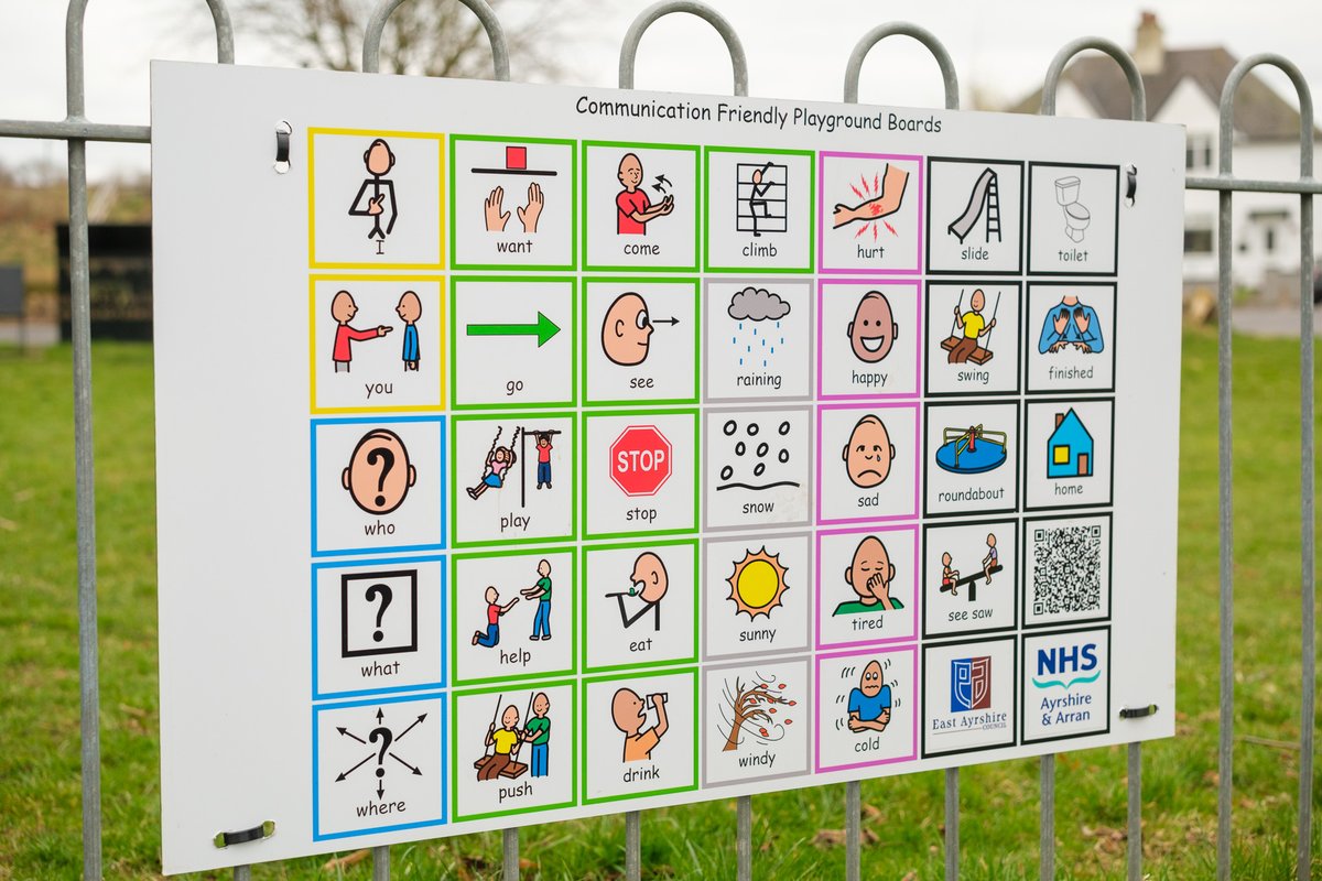 Look out for new communication boards installed across 12 East Ayrshire play parks to:
- promote inclusivity
- enhance communication skills
- make sure that everyone is able to enjoy their play time! 

Read all about it and where to find them: newsroom.east-ayrshire.gov.uk/news/new-commu…