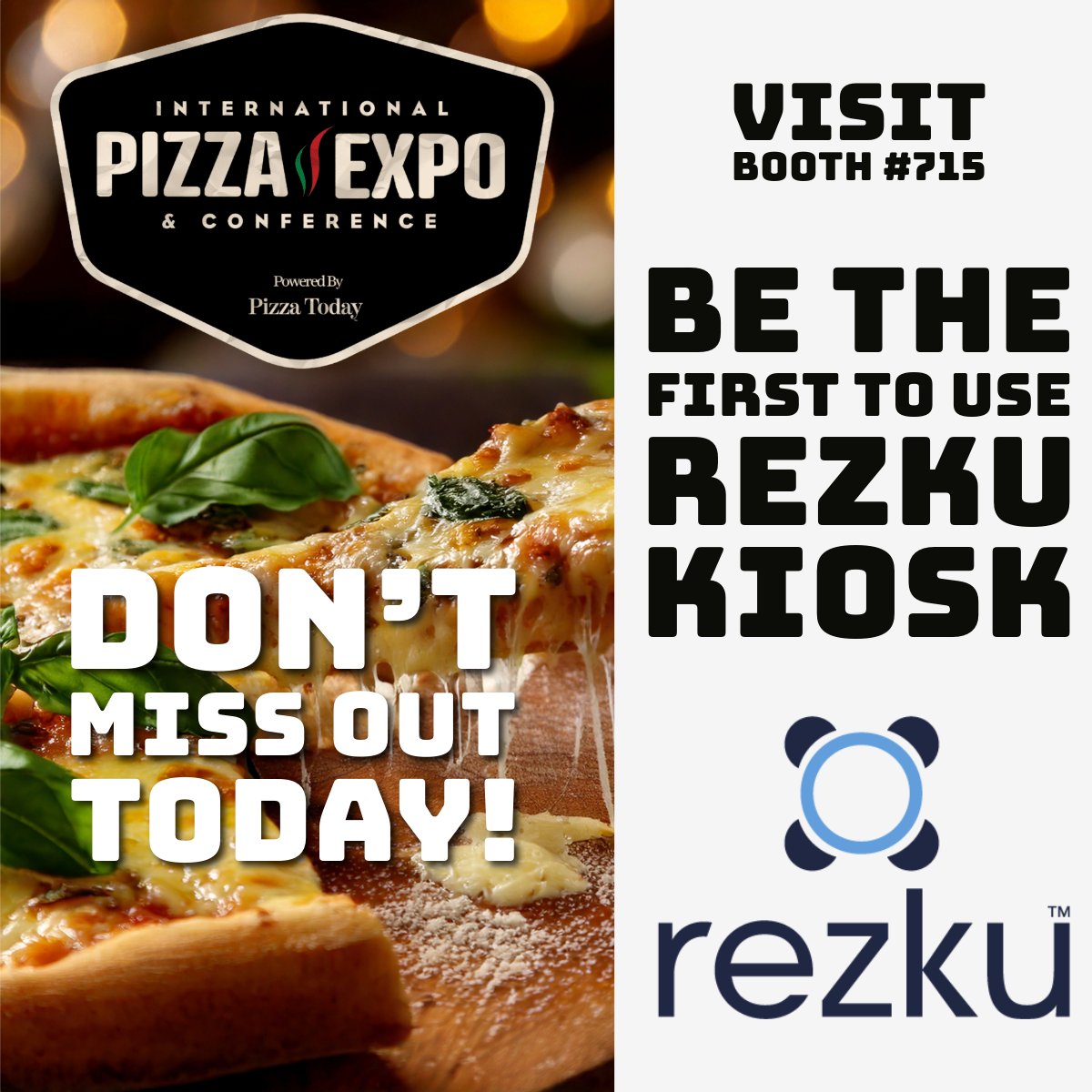 RezkuPOS's tweet photo. There's just two days left. 📷 If you haven't visited Rezku POS what are you waiting for? Use our all new KIOSK app and ask about our #internationalpizzaexpo SHOW SPECIAL OFFER. #pizzaexpo2025 #pizzaexpo https://t.co/0jyjYHoF0B