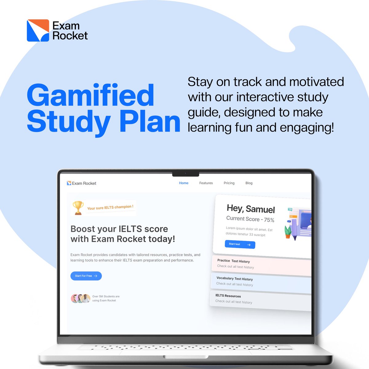 examrocket's tweet photo. Find out how Exam Rocket’s innovative features can help you stay motivated, focused, and prepare adequately for your IELTS exam!👇✨ https://t.co/9Omt604xz1