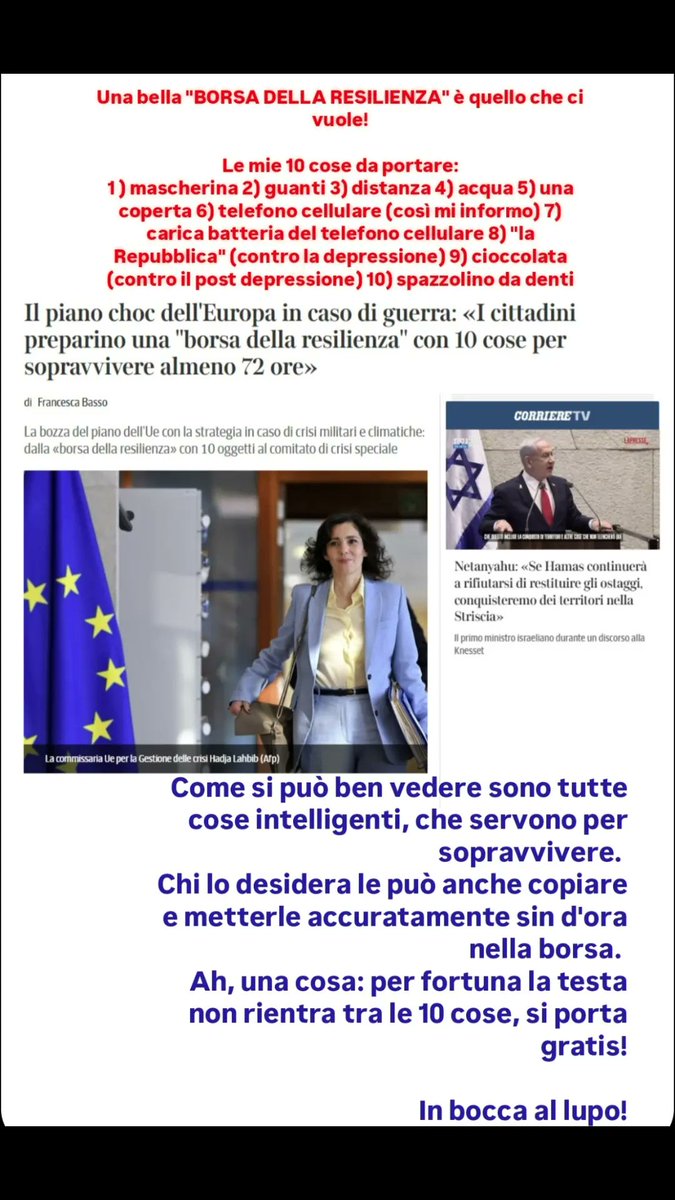 profetico101's tweet photo. Una bella "borsa della resilienza" è quello che ci vuole!

In bocca al lupo! https://t.co/6DYS6akr5W