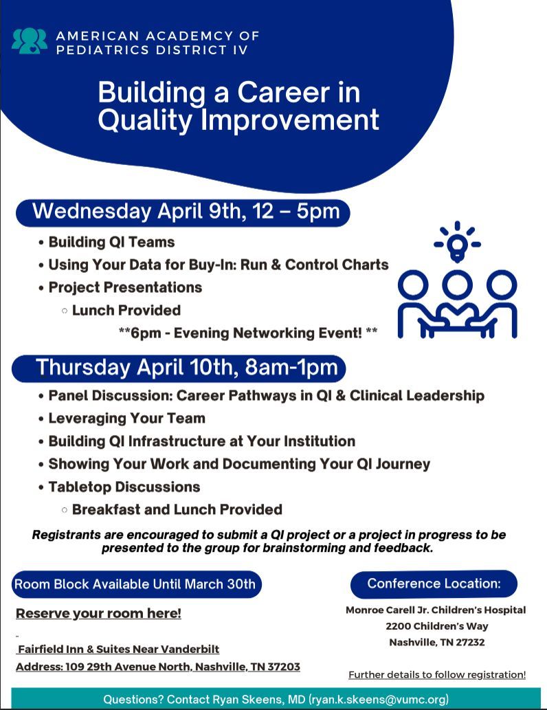 There is still time to register for this exciting FREE conference hosted by AAP District IV for building a career in QI? 

🌟see the details here: buff.ly/l1y8TLk