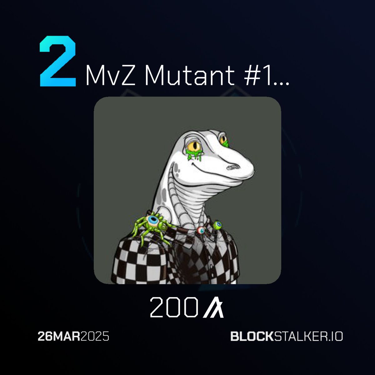 BlockStalkerBot's tweet image. BlockStalker.IO Daily Digest
Top 3 NFT Sales 🖼️
└ 🥇 Egg
└ 🥈 MvZ Mutant #1357
└ 🥉 Broken Cassette #1