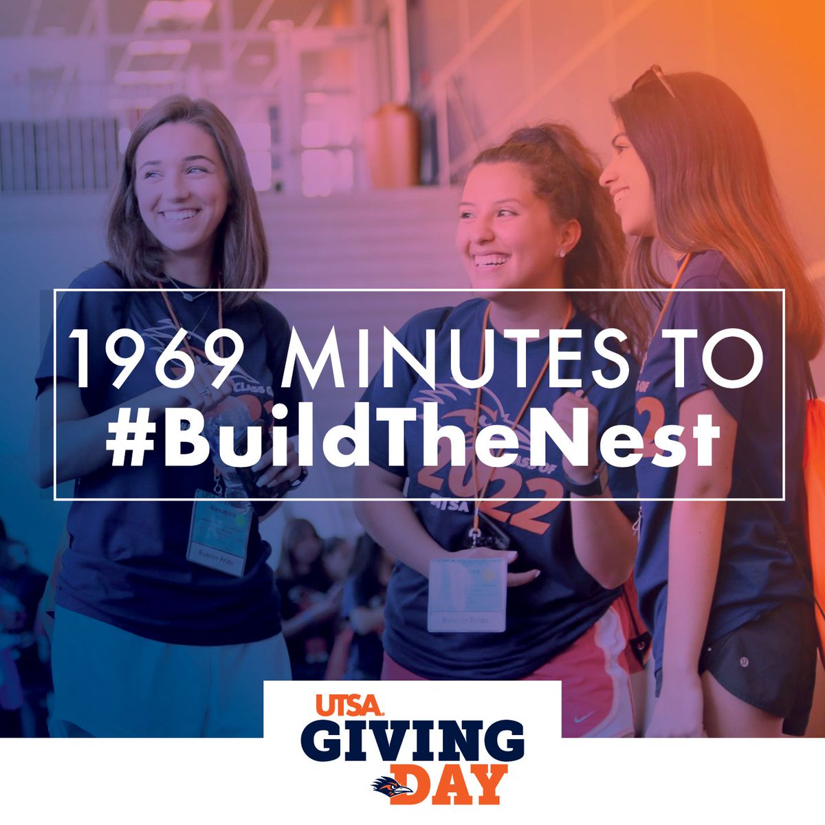 Hey Roadrunners!! Birds of a Feather Give Together! Let's Build the Nest to support student success, academic programs and university initiatives! Use #BuildTheNest and #UTSA and show your generosity!