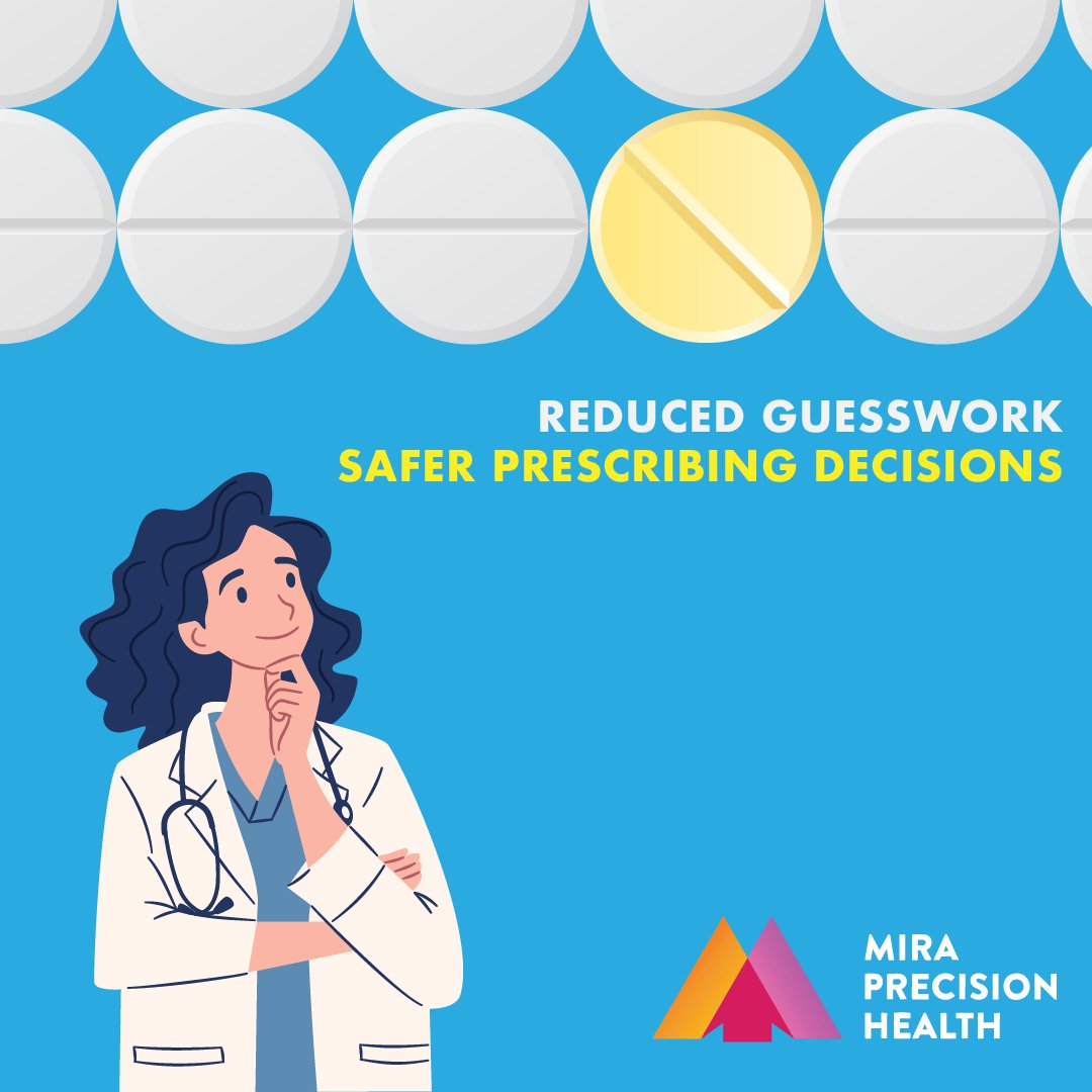 💊𝗔𝗱𝘃𝗲𝗿𝘀𝗲 𝗱𝗿𝘂𝗴 𝗲𝘃𝗲𝗻𝘁𝘀 are the 𝟰𝘁𝗵 𝗹𝗲𝗮𝗱𝗶𝗻𝗴 𝗰𝗮𝘂𝘀𝗲 𝗼𝗳 𝗱𝗲𝗮𝘁𝗵—most are preventable. 𝗠𝗶𝗿𝗮 𝗣𝗿𝗲𝗰𝗶𝘀𝗶𝗼𝗻 𝗣𝗚𝘅™ helps clinicians prescribe safely using genetic insights. 

💙miraprecision.com🧬 
#PatientSafety #MedicationSafety
