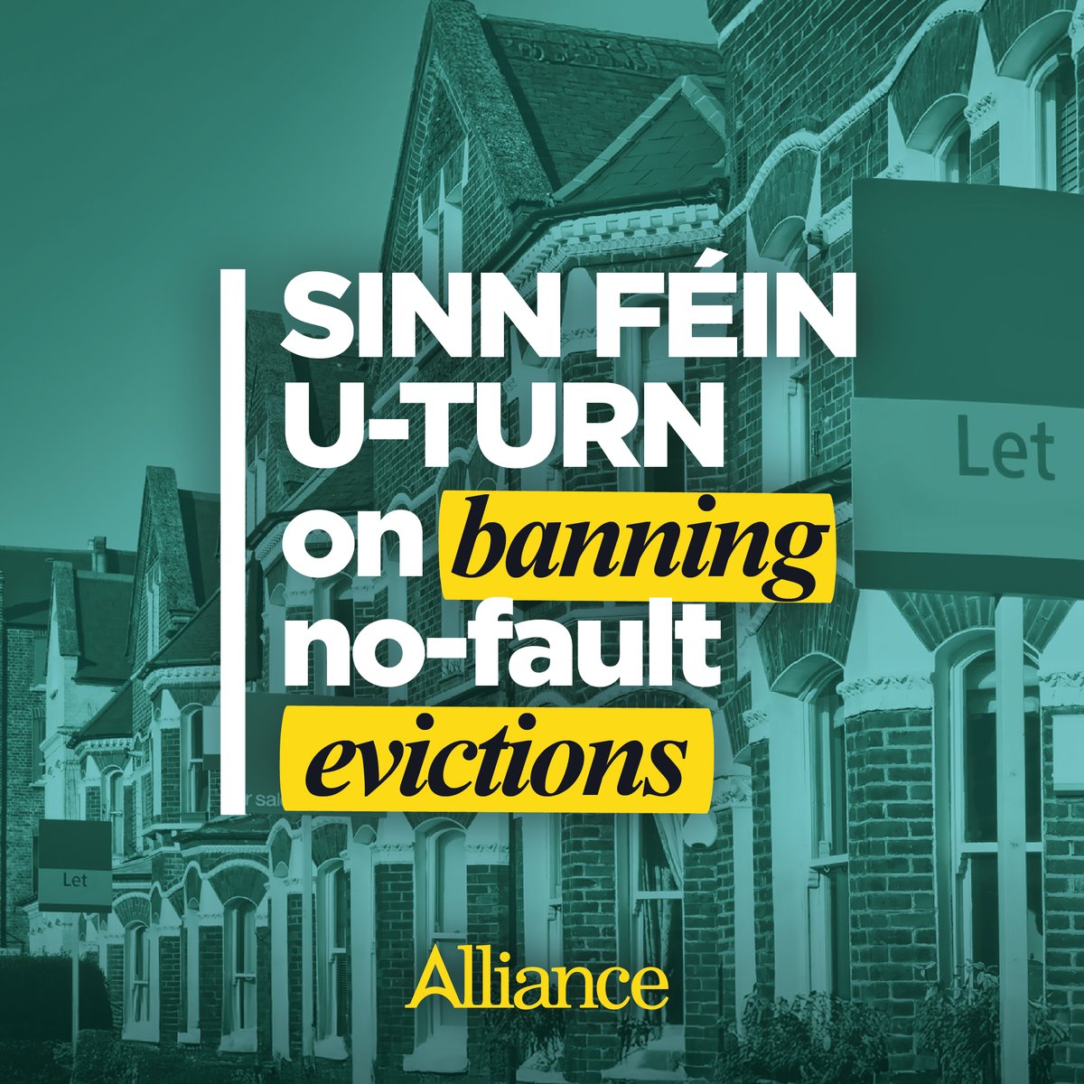 In ABC Council, Sinn Féin had the chance to back Alliance’s proposal to ban no-fault evictions. Instead they lined up with the DUP to water down our plan to protect renters. 

While Sinn Féin U-turn, Alliance will continue fighting for secure and affordable housing for everyone.