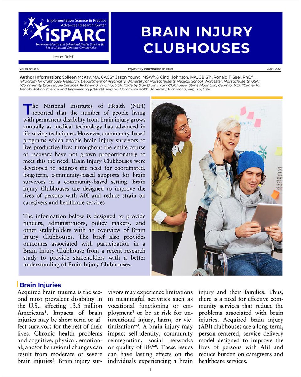 Brain Injury Clubhouses are transforming the lives of over 13 million people who suffer from acquired brain trauma (ABT)

The Brain Injury Clubhouses Brief covers how they work, their impact, funding, and how YOU can help bring one to your community.  #Clubhouse #BrainInjuries