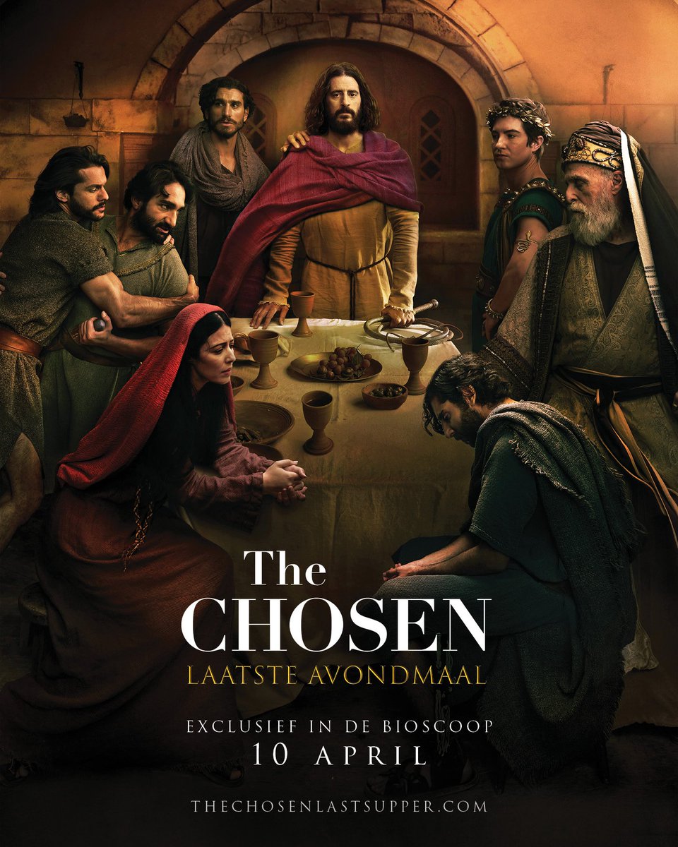 ‘The Chosen: Laatste Avondmaal’ is vanaf 10 april te zien in de bioscoop! 🎞️ Beleef als eerste in Nederland de eerste twee afleveringen van seizoen 5 van <a href="/thechosentv/">The Chosen</a> . Haal nu jouw kaartjes via nl.thechosenlastsupper.com/tickets/
#thechosenlastsupper #DallasJenkins #JonathanRoumie