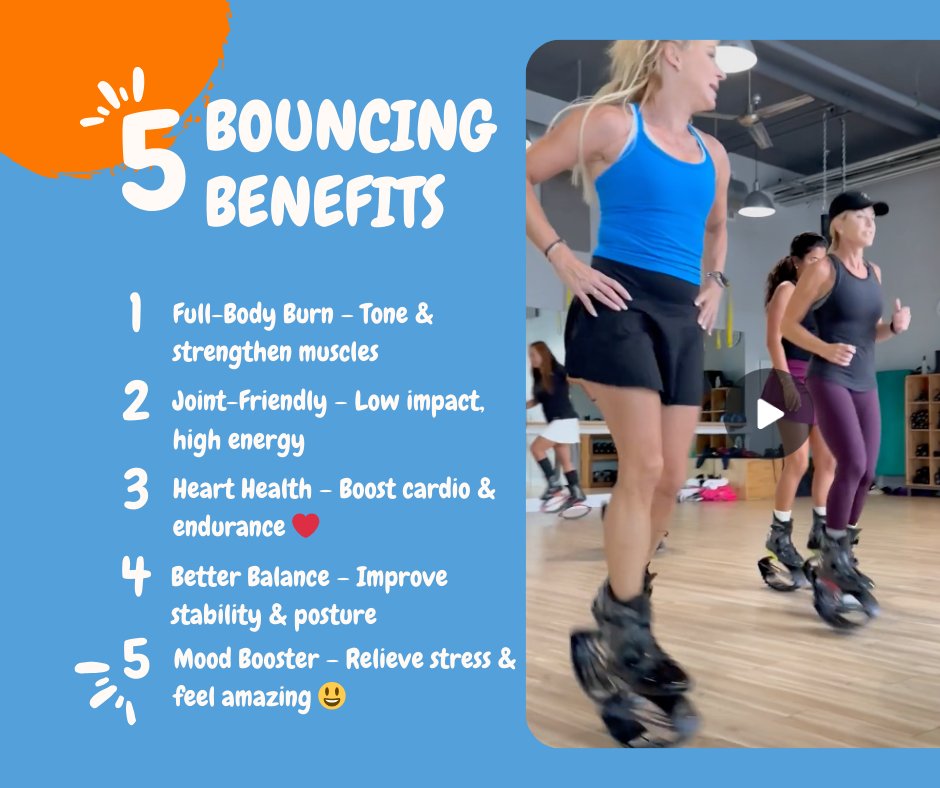 Bounce Your Way to a Stronger, Happier You! 🦘💥

Rebounding isn’t just fun—it’s an incredible workout with amazing benefits! 

👟 Ready to try it? Your first class is FREE! 
📲 DM us to sign up and start bouncing! loom.ly/pxooOLQ