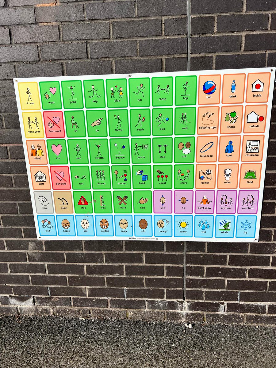 Richella spotted 2 communication boards at both playgrounds at <a href="/oscottmanorsch/">Oscott Manor School</a>! 🎉

Debbie, the Communication Lead, has been modelling using these with students at break times. Brilliant way to support communication, we love to see it! 👏✨

#SLT #AAC #AACaware