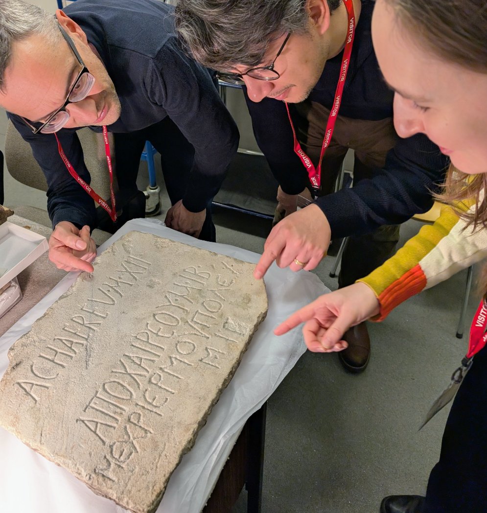 Dr Campbell Price (@egyptmcr) on Twitter photo Looking at #Greek inscriptions today with <a href="/UoMSALC/">School of Arts, Languages and Culture</a> colleagues! This newly-cleaned limestone milestone records the distance between two cities in Graeco-Roman times in a Greek and Latin inscription... But the distance has been disputed and changed! Looking at #Greek inscriptions today with <a href="/UoMSALC/">School of Arts, Languages and Culture</a> colleagues! This newly-cleaned limestone milestone records the distance between two cities in Graeco-Roman times in a Greek and Latin inscription... But the distance has been disputed and changed!