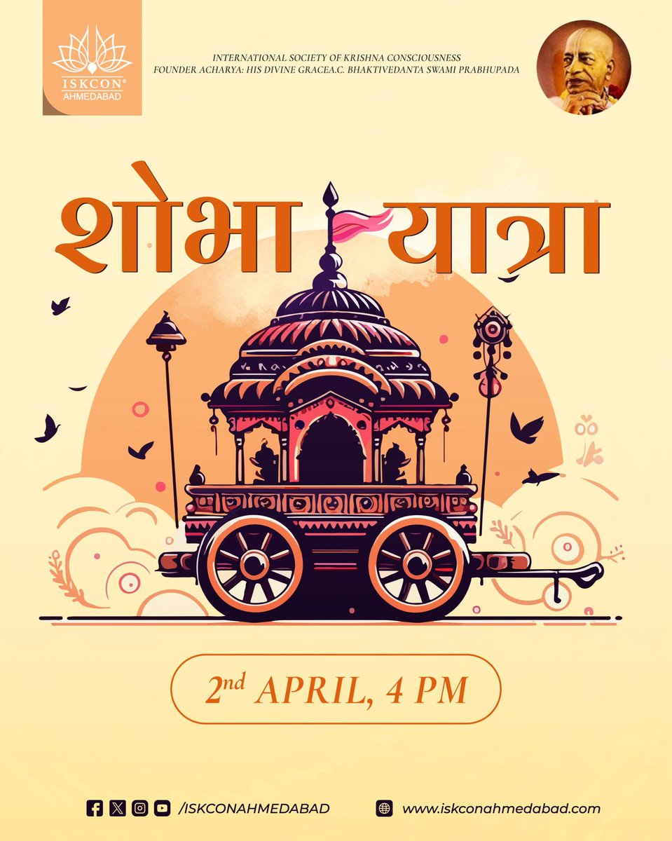 ISKCONahmd's tweet photo. Join us for a day full of divinity✨
On the auspicious occasion of Ram Navami, please join us and experience the countless joys of spirituality. We welcome you to celebrate ISKCON's 28th Patotsav during the blessed week.
@ISKCONahmd @ISKCONnews @HareKrsnaTV https://t.co/Fd5rqaNAyd