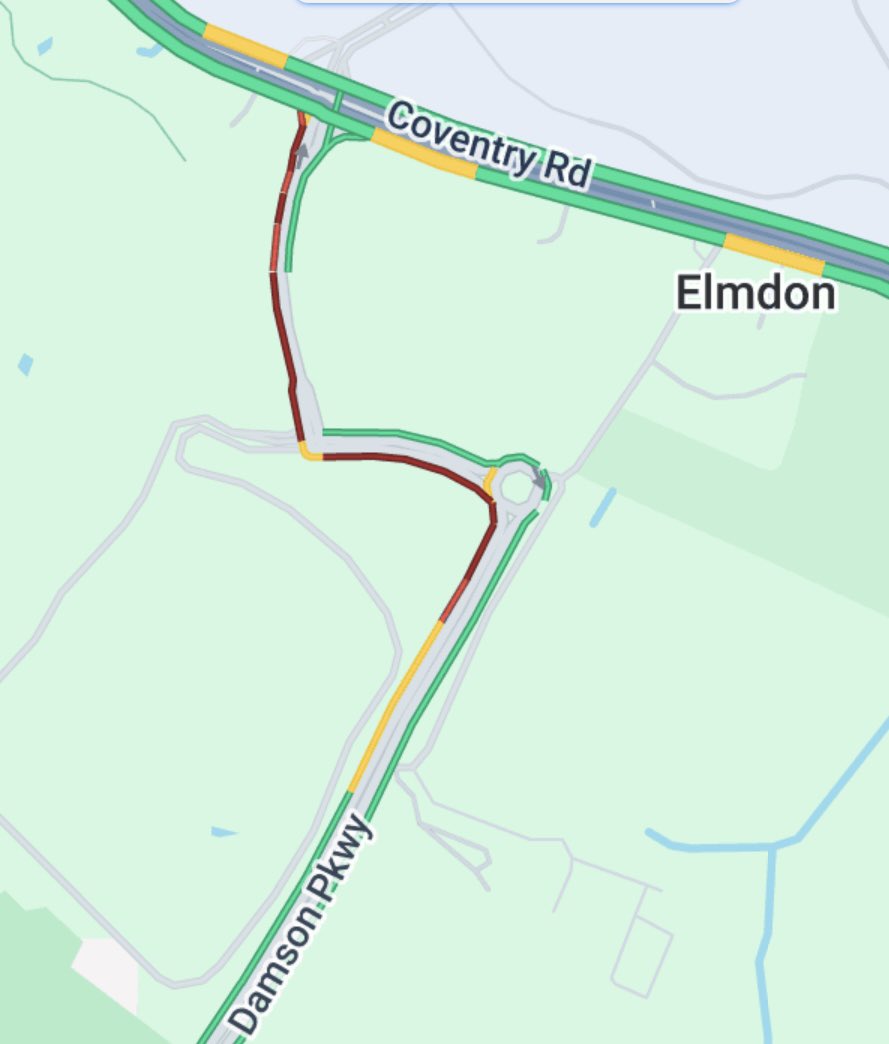 #TRAVEL: One lane blocked on #DamsonParkway in #Elmdon at the #A45 #CoventryRoad junction, due to a broken down vehicle.