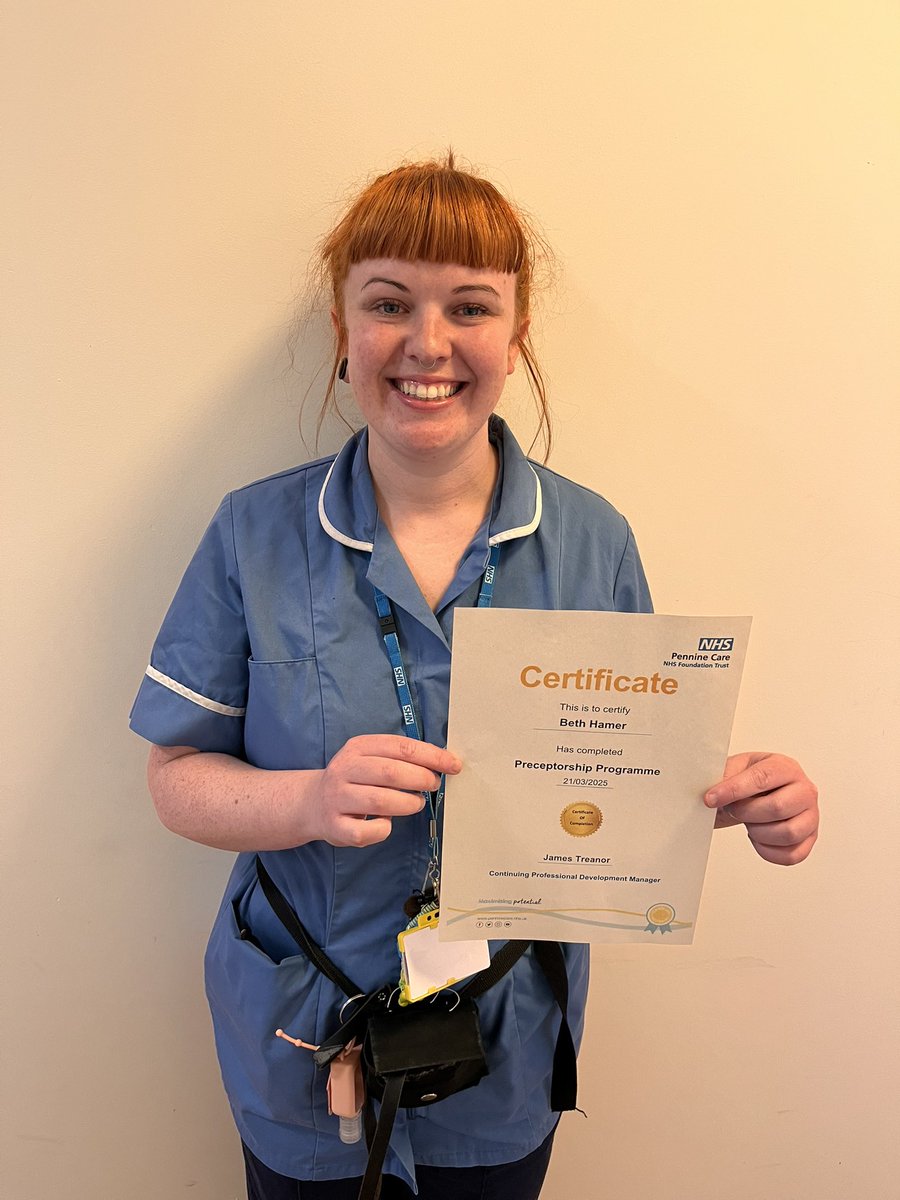 Kate Tasker π (@nursektasker) on Twitter photo Hereβs our Beth whoβs just passed her Preceptorship ππ»ππ»ππ». What a wonderful nurse she is, we are SO proud of her βοΈ
#TheresHopeOnTheHorizon #CAMHS
<a href="/ChrisMurrayAD/">Chris Murray</a> <a href="/gordonmilson/">Dr Gordon Milson</a> <a href="/PennineCareNHS/">Pennine Care NHS FT</a> <a href="/NurseLShannon/">Laura Shannon</a> <a href="/CharGoodallRMN/">Charlotte Goodall</a> Hereβs our Beth whoβs just passed her Preceptorship ππ»ππ»ππ». What a wonderful nurse she is, we are SO proud of her βοΈ
#TheresHopeOnTheHorizon #CAMHS
<a href="/ChrisMurrayAD/">Chris Murray</a> <a href="/gordonmilson/">Dr Gordon Milson</a> <a href="/PennineCareNHS/">Pennine Care NHS FT</a> <a href="/NurseLShannon/">Laura Shannon</a> <a href="/CharGoodallRMN/">Charlotte Goodall</a>