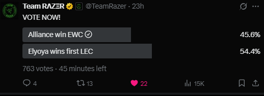 45 MINUTES LEFT PLEASE VOTE 🙏 #TeamRazer