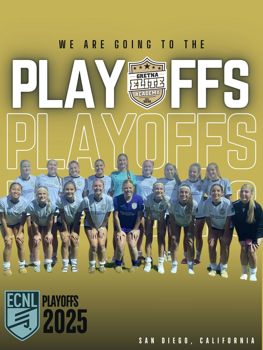 Next stop ✈️ San Diegoooooooooooooo 🌴 

Our <a href="/GEA_09_ECNL/">GEA_09_ECNL</a> are heading to the 2025 <a href="/ECNLgirls/">ECNL Girls</a> Playoffs in June 👌

After a Conference &amp; Event record of 13-5-5 our 🎟️ is punched 👍

Leaders. Play. Here.

#Playoffs2025 #BeElite
