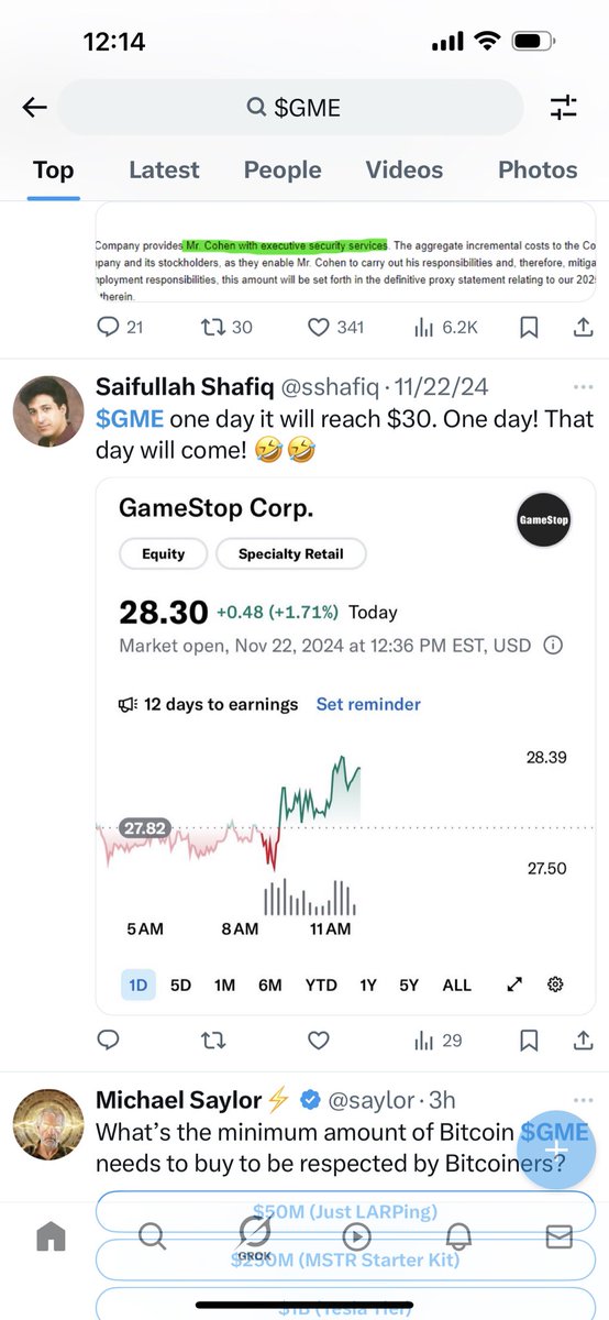 sshafiq's tweet image. On November 22, 2024 I predicted $30 price for GME and today that is happening next stop is 35. Let’s go.