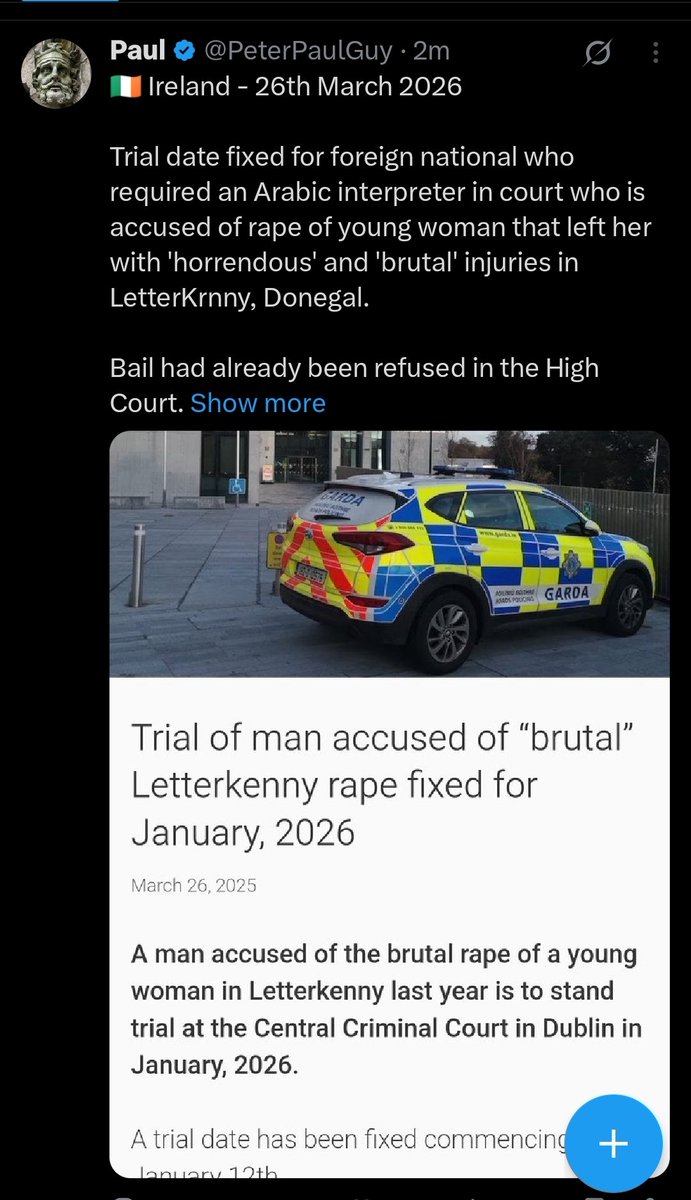 PeterPaulGuy's tweet image. 🇮🇪🚨

Over just 22 minutes this afternoon. I posted 4 separate news articles on foreign men involved in rapes, sexual assaults, &amp;amp; child sex abuse videos/images in Ireland. 

- Somalian charged with rape in a cemetery 🇸🇴

- Brutal rape in Donegal where the perpetrator needed an…