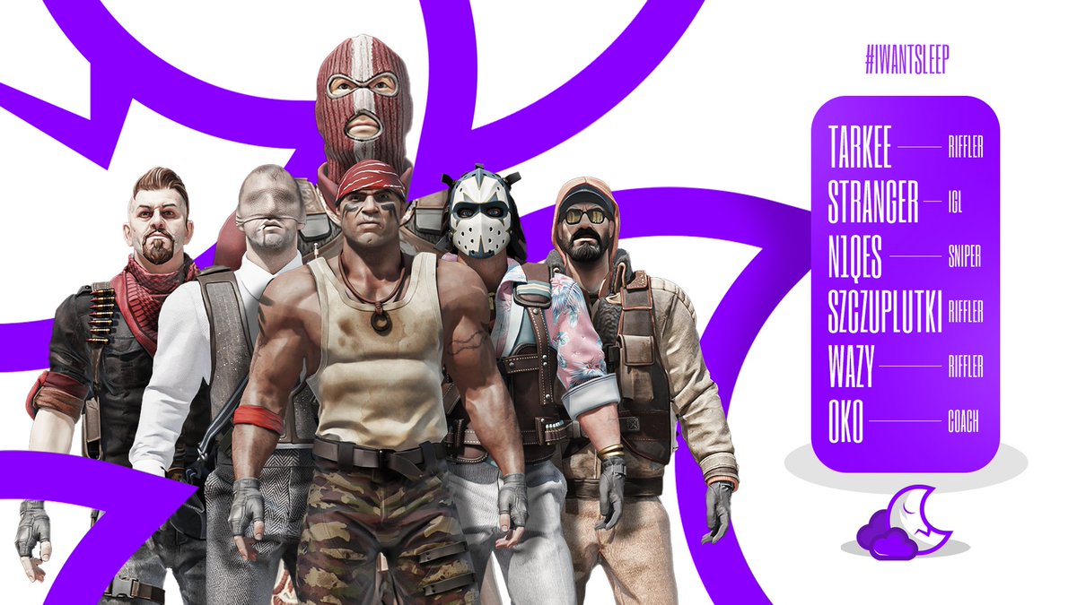 Lubię noc. Gdyby nie ciemność, nigdy nie zobaczylibyśmy gwiazd🌟

Z dniem dzisiejszym ogłaszamy nowy projekt - Śpiochy Esport, a z nim roster chłopaków głodnych gry i zwycięstw 🫡

- <a href="/Tarkee_r6/">Tarkee</a> 
- <a href="/Stranger_si/">Stranger_cs</a> 
- <a href="/niqesCS2/">N1qes-</a> 
- <a href="/szczuplutki/">Szczuplutki</a> 
- <a href="/vvazy33/">wazy</a> 
- <a href="/oko_cs/">okocs</a>  [C]

#IWANTSLEEP