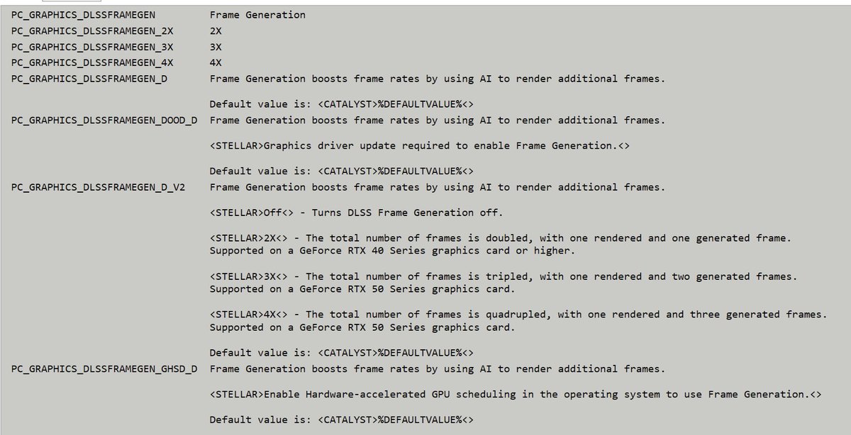 #NoMansSkySpoilers Unused settings text for Player Vocalizations, Suit Voice and New Framegen Settings