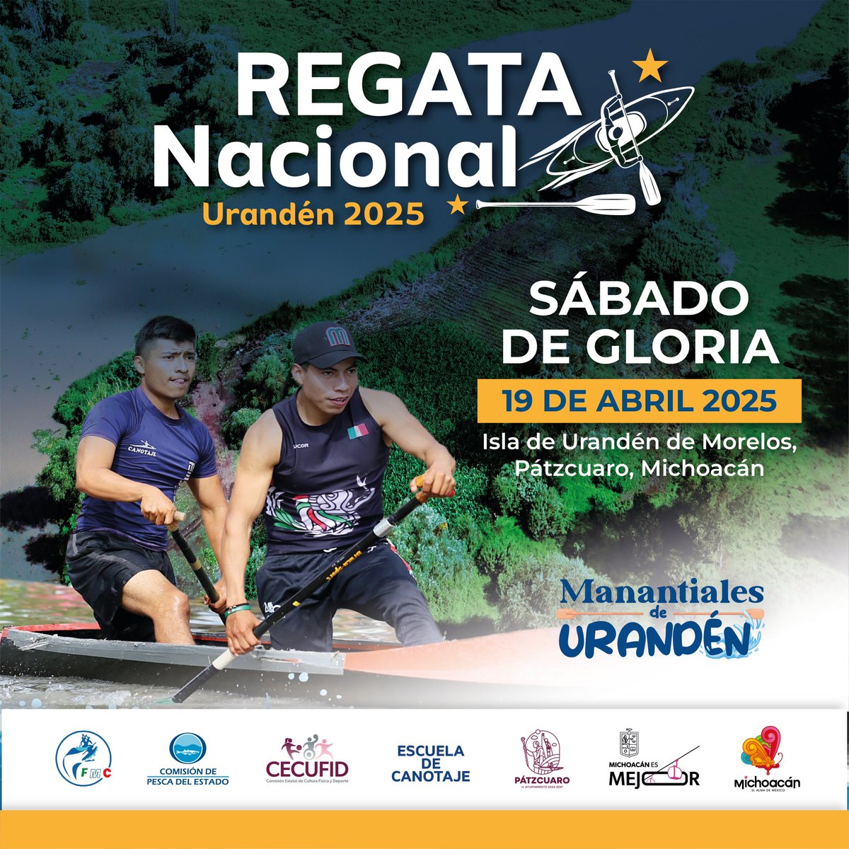 ¡La Regata Nacional de Canotaje está cada vez más cerca! Te esperamos el próximo 19 de abril en la Isla de Urandén, en el pueblo mágico de Pátzcuaro. #MichoacánEsMejor