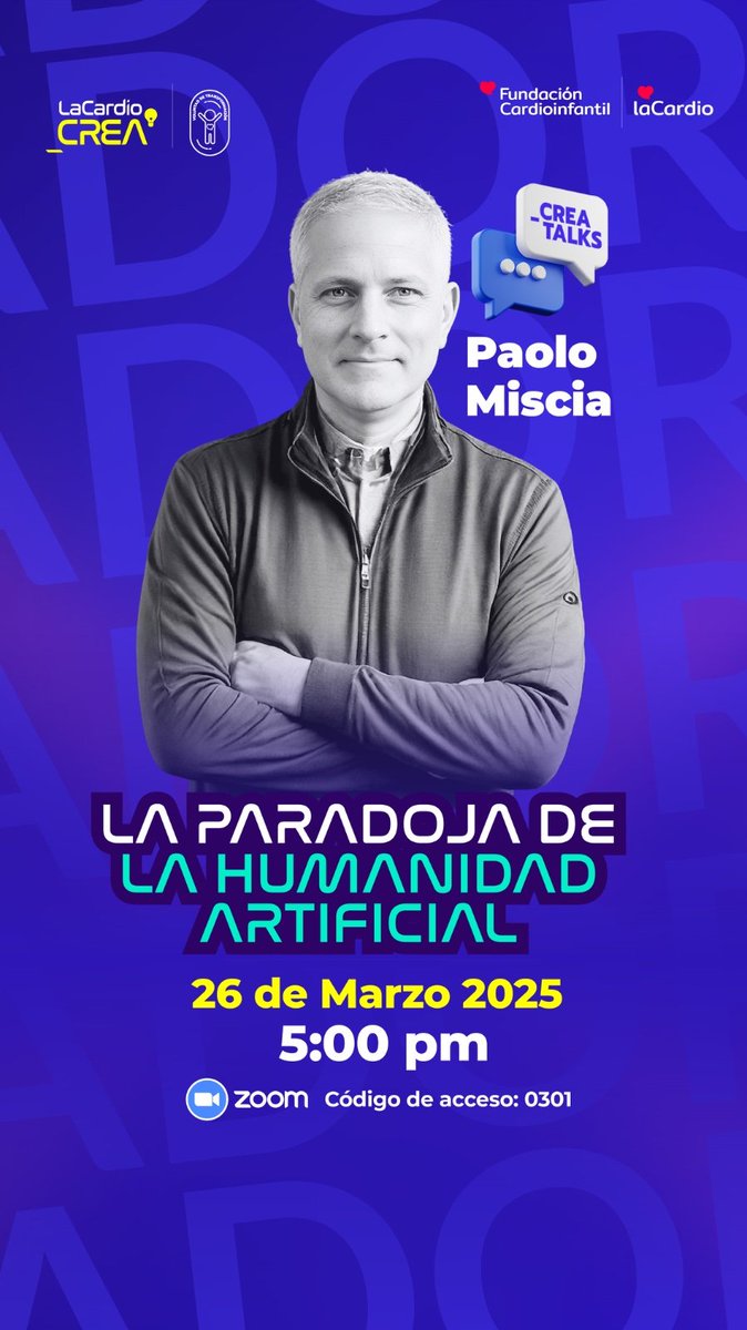 ¡Es hoy! A las 5 pm. 
Explora la paradoja de la #HumanidadArtificial conmigo y con <a href="/fcardioinfantil/">Fundación Cardioinfantil - LaCardio</a>

Aquí el enlace:
linkedin.com/events/creatal…