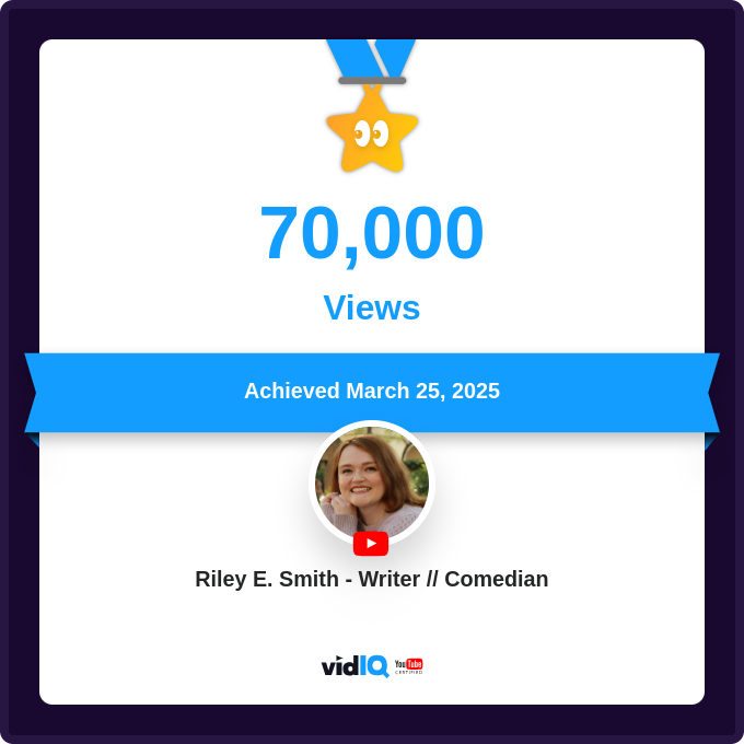 My personal YouTube channel has made it to 70,000 views!

Check it out if you're interested in:
- Book reviews
- Classic cartoons
- Standup comedy

See what all the fuss is about: youtube.com/channel/UC-XQl…

#comedy