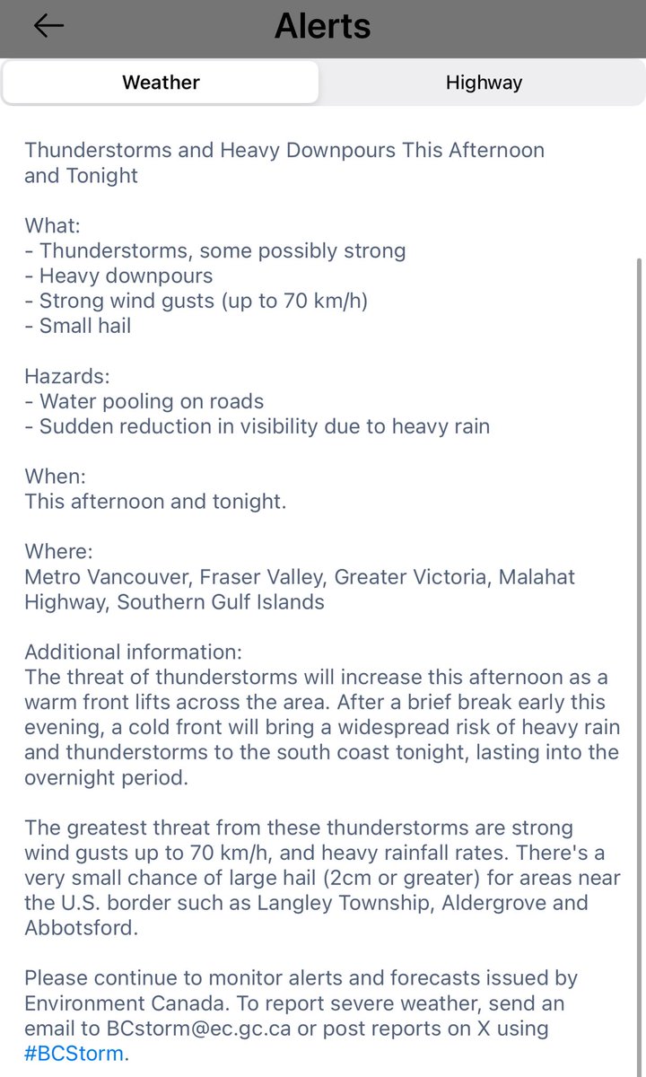 RyanVoutilainen's tweet photo. Special weather statement issued for SW BC for the potential for strong storms this afternoon and tonight 

#BCwx #BCStormWatch #BCStorm https://t.co/qDmqHQ21XR