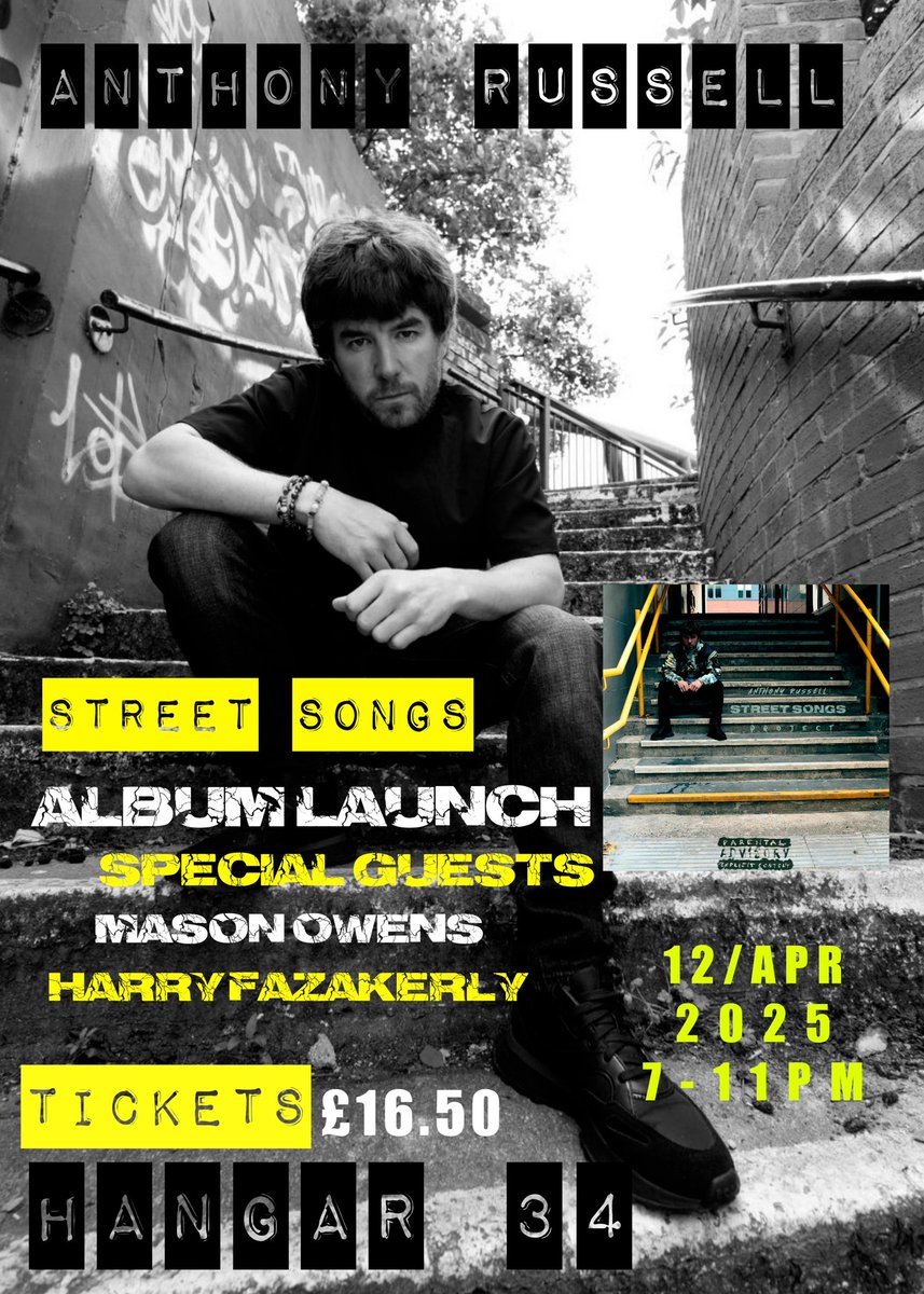 Anthony Russell (@antartist89) on Twitter photo Proud to announce @HFazakerle4296 and <a href="/MasonOwensMusic/">Mason Owens</a> will be special guests performing at my 2nd album launch in <a href="/Hangar34Liver/">Hangar34 Liverpool</a> 12th of April it's going to be a staunch show ppl see yous there !!!!!!! 💯 X Proud to announce @HFazakerle4296 and <a href="/MasonOwensMusic/">Mason Owens</a> will be special guests performing at my 2nd album launch in <a href="/Hangar34Liver/">Hangar34 Liverpool</a> 12th of April it's going to be a staunch show ppl see yous there !!!!!!! 💯 X
