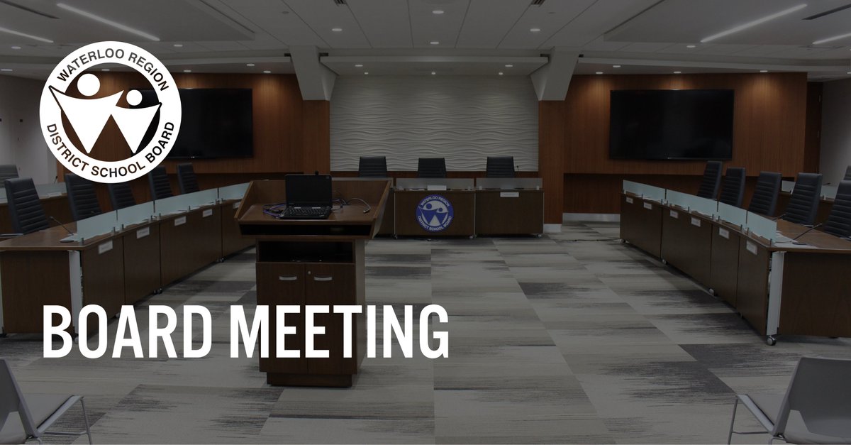 Join our trustees and staff tonight for our Board Meeting, which begins at 7pm.

Agenda: wrdsb.social/March24Board
Livestream: youtube.com/c/WRDSBVideo/l…

A recording of the meeting will be available on #YouTube within 24hrs after the meeting ends. #WRDSBmtg