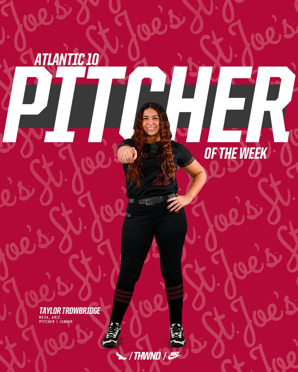 SJUHawks_SB's tweet photo. Congrats to @taytaytrow  on being named the Atlantic 10 Pitcher of the Week! As a bonus, enjoy all her strikeouts from the week 🥎 #THWND https://t.co/7tkuOdmY4z
