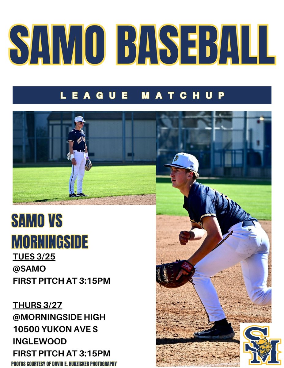 SAMO_Baseball's tweet image. SAMO Baseball League Games This Week:
*Tuesday vs Morningside (at SAMO): First pitch 3:15pm
*Thursday at Morningside: First pitch 3:15pm
#GOSAMO #SAMOhiBASEBALL
