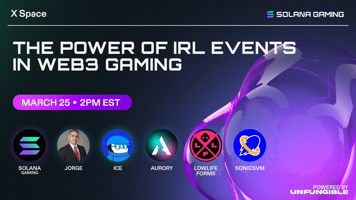 Time to level up Gamers! 🎮

Join us for Episode 4 of our X Spaces, tomorrow at 2PM EST!

Cohosts: <a href="/Treki33/">Jorge | The Gaming Strategist</a> <a href="/ice_nfts/">Ice</a>
Special Guests: <a href="/AuroryProject/">Aurory</a> <a href="/LowLifeForms/">Lowlife Forms</a> <a href="/SonicSVM/">Sonic SVM</a>

LOG IN and Set Reminders Below 👇