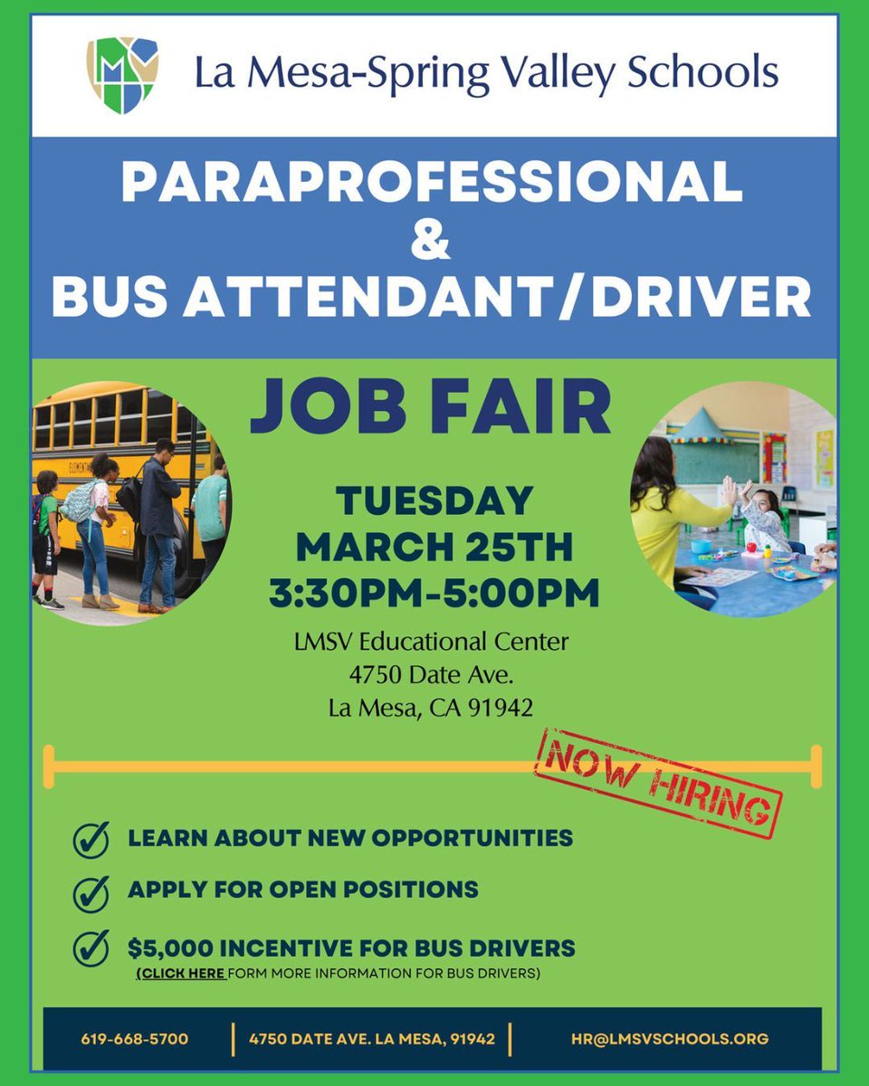 Come to our Job Fair - Tuesday, March 25th from 3:30 - 5:00 PM. Learn about new job opportunities, and hiring incentives, and apply on-site with our team! We'll see you there.
#lmsvheart