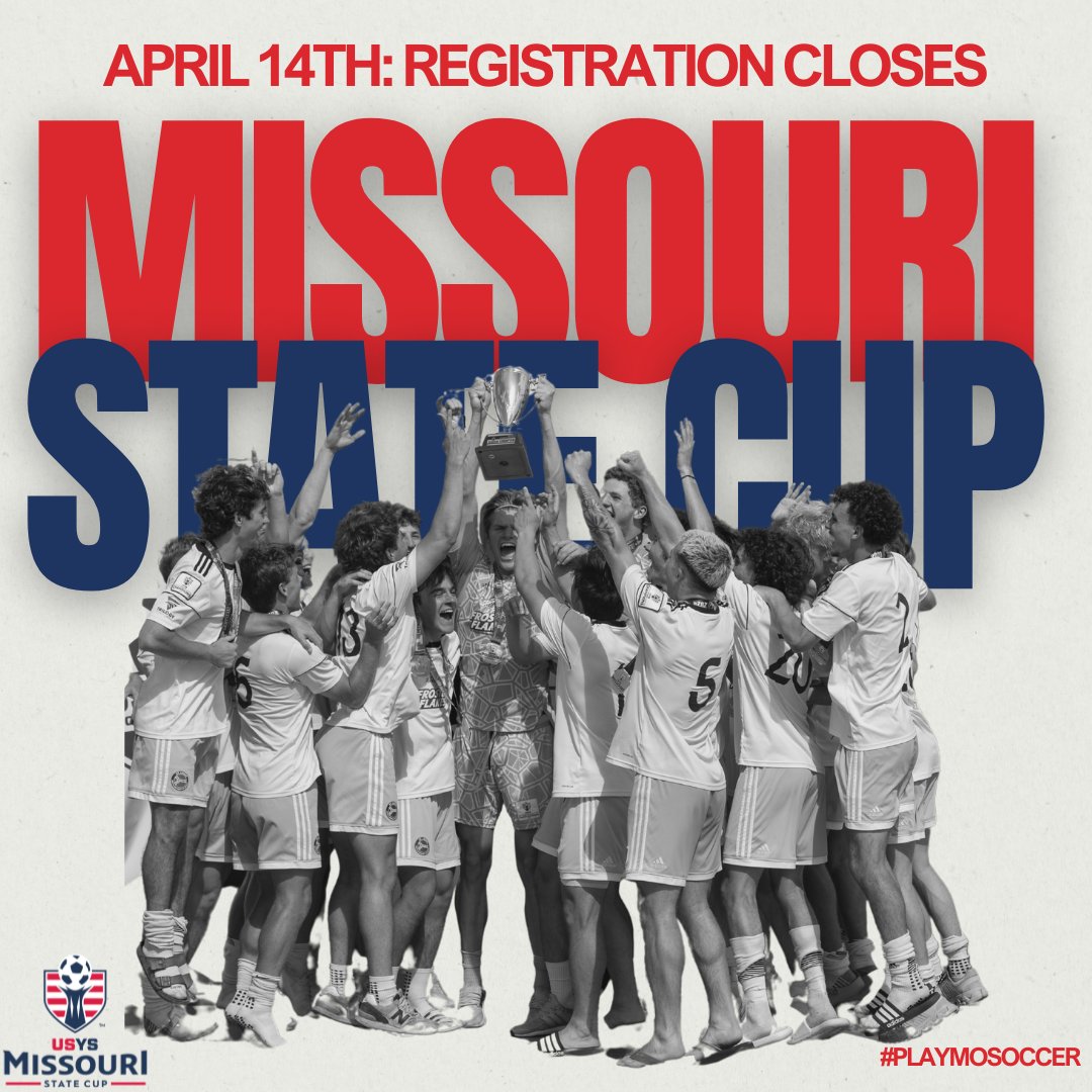 ⚽ MISSOURI STATE CUP REGISTRATION DEADLINE: APRIL 14TH! ⁠
⁠
Don't miss your chance to compete in this prestigious tournament. 🏆️🥇 ⁠
⁠
Register your team today! #MOStateCup